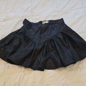 We The Free Dark Leather Skater Skirt